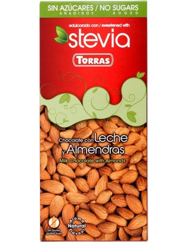 Czekolada Stevia mleczna / migdały 125g TORRAS