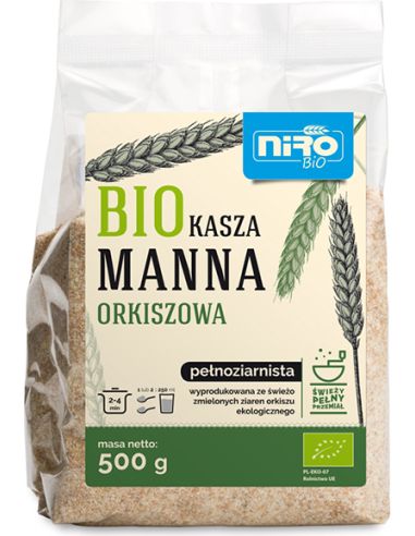 Kasza manna orkiszowa pełnoziarnista 500g NIRO BIO