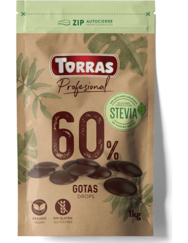 Dropsy czekoladowe 60% kakao bez cukru 1kg TORRAS PROFESIONAL