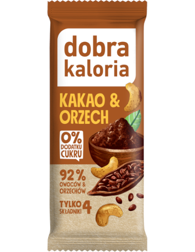 Baton daktylowy kakao & orzech bez cukru 35g DOBRA KALORIA