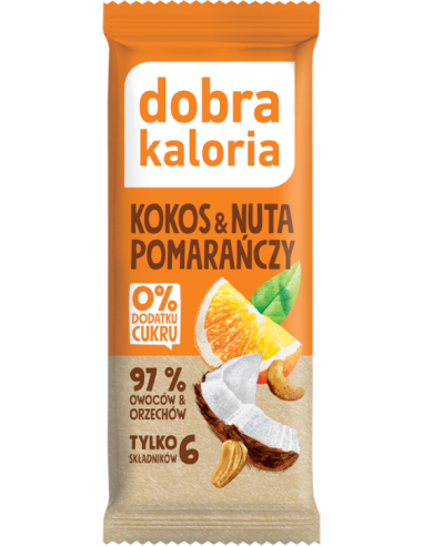 Baton daktylowy kokos & pomarańcza bez cukru 35g DOBRA KALORIA