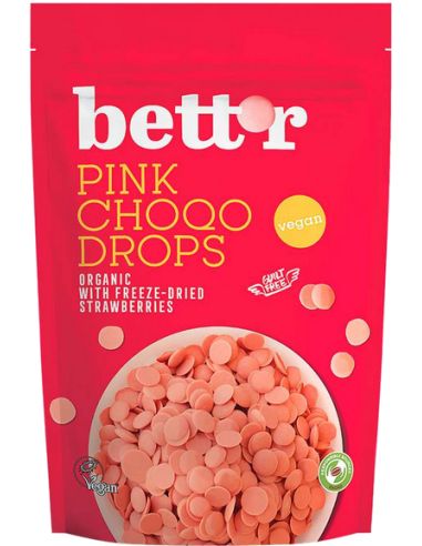 Dropsy czekoladowe różowe / truskawkowe 200g BETTR BIO