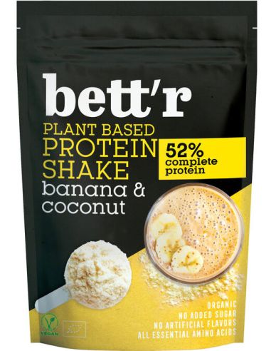 Shake białkowy 52% banan i kokos bez cukru proszek 450g BETTR BIO