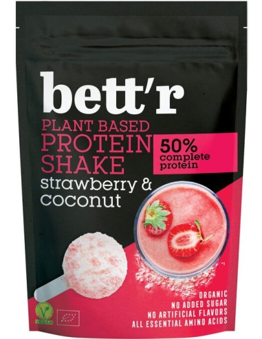 Shake białkowy 50% truskawki i kokos bez cukru proszek 450g BETTR BIO