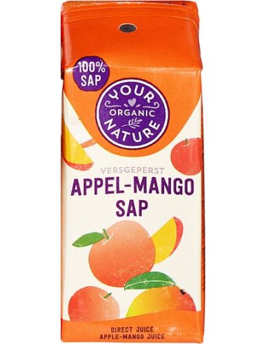 Sok jabłkowy z mango NFC z rurką 200ml YOUR ORGANIC NATURE BIO - najlepiej spożyć przed: 02.05.2024