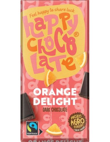 Czekolada gorzka z pomarańczą 100g HAPPY CHOCOLATE BIO - najlepiej spożyć przed: 31.05.2024