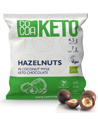 Orzechy laskowe KETO w surowej czekoladzie kokosowej 70g COCOA KETO BIO