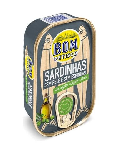 Sardynki portugalskie bez skóry i ości w oliwie konserwa 120g BOM PETISCO