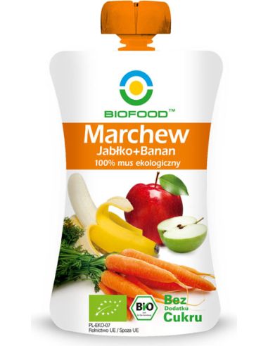 Mus owocowy marchew / jabłko / banan bez cukru 120g BIOFOOD BIO
