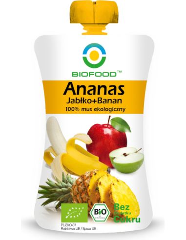 Mus owocowy ananas / banan / jabłko bez cukru 120g BIOFOOD BIO