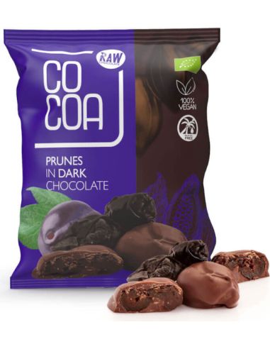Śliwki kalifornijskie w ciemnej czekoladzie RAW 70g COCOA BIO
