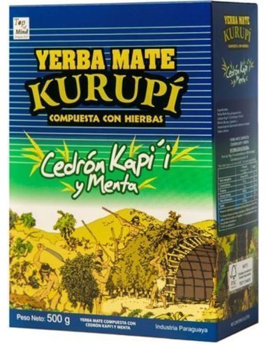 Yerba Mate ziołowa Cedron Kapi'i y Menta z trawą cytrynową i miętą 500g KURUPÍ