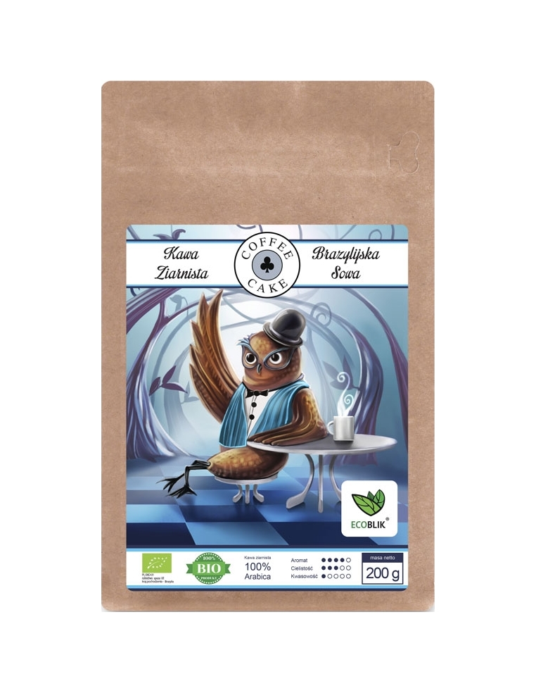 Ekologiczna kawa Brazylijska Sowa Arabica ziarnista 200g ECOBLIK BIO