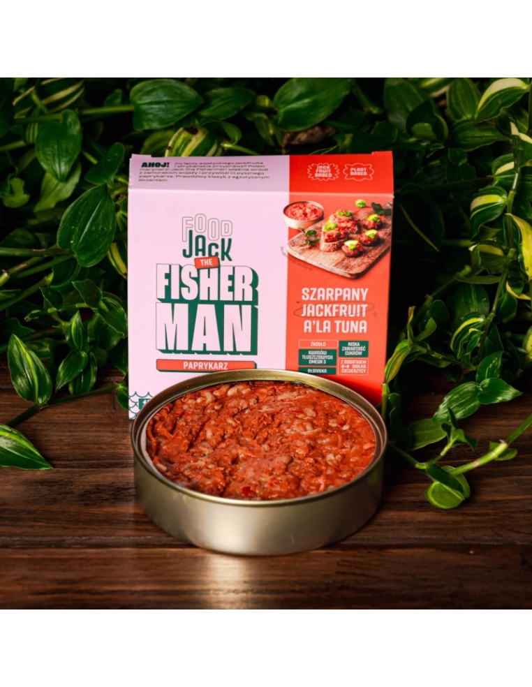 Paprykarz wegański z szarpanym jackfruit a'la tuńczyk puszka 160 g Paprykarz wegański z szarpanym jackfruit a'la tuńczyk puszka 160 g