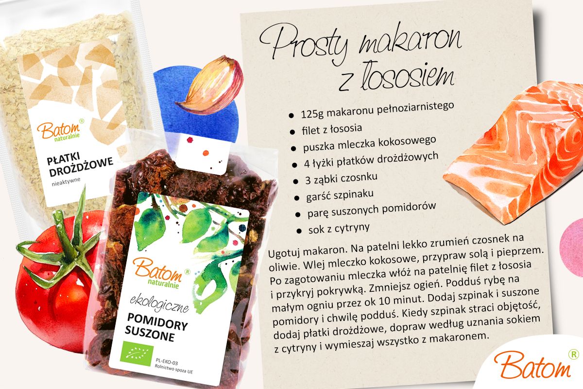 Prosty makaron z łososiem