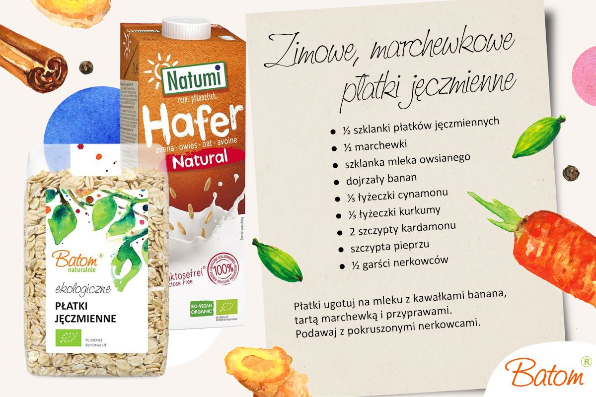Zimowe, marchewkowe płatki jęczmienne